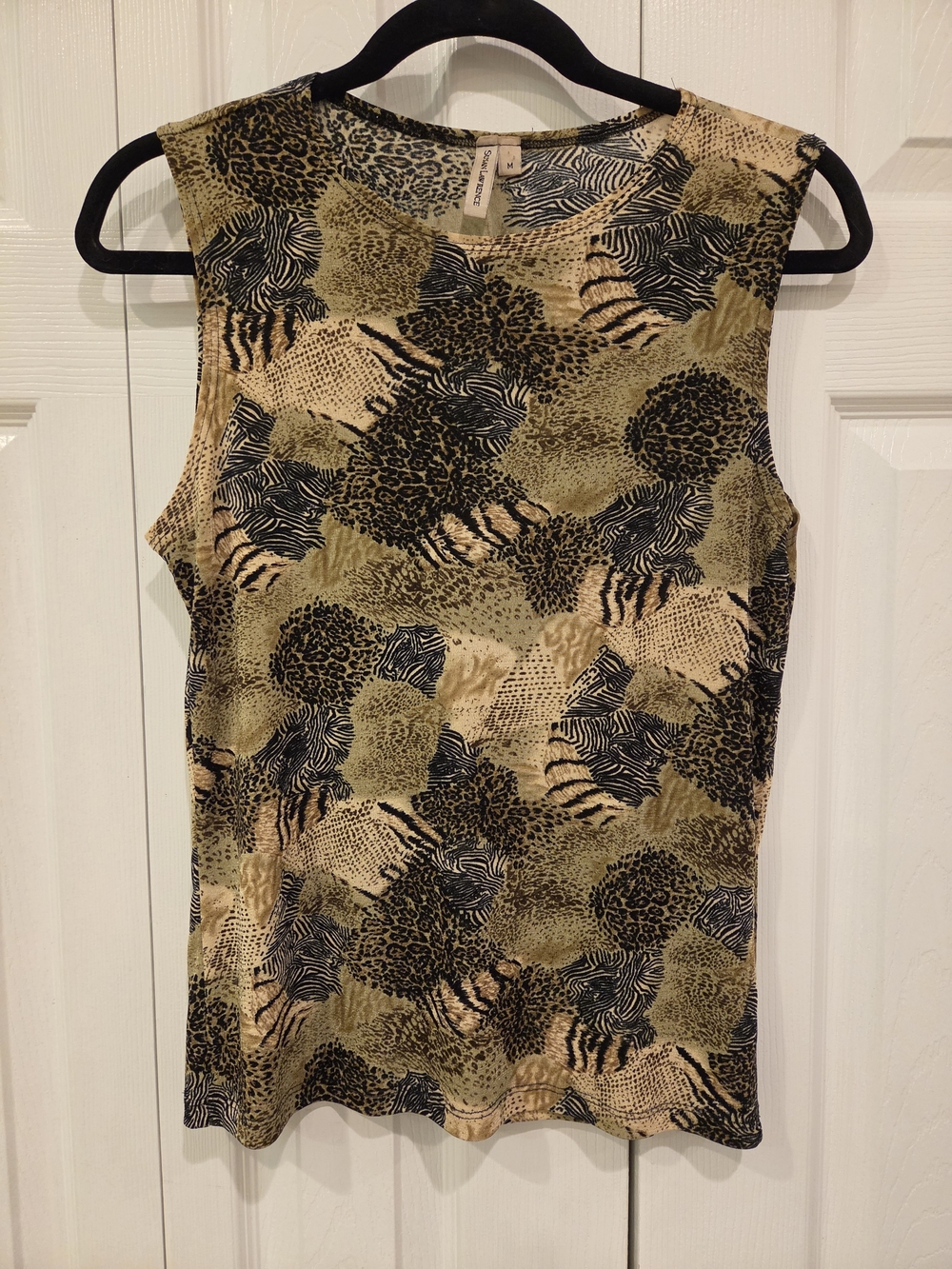 Vintage Late 90s/y2k Susan Lawrence Olive and Black Animal Print Tank